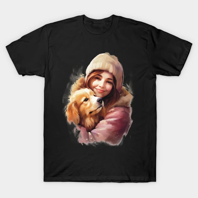 Woman with Dog, Dog Mum T-Shirt by AnnaMDesigne